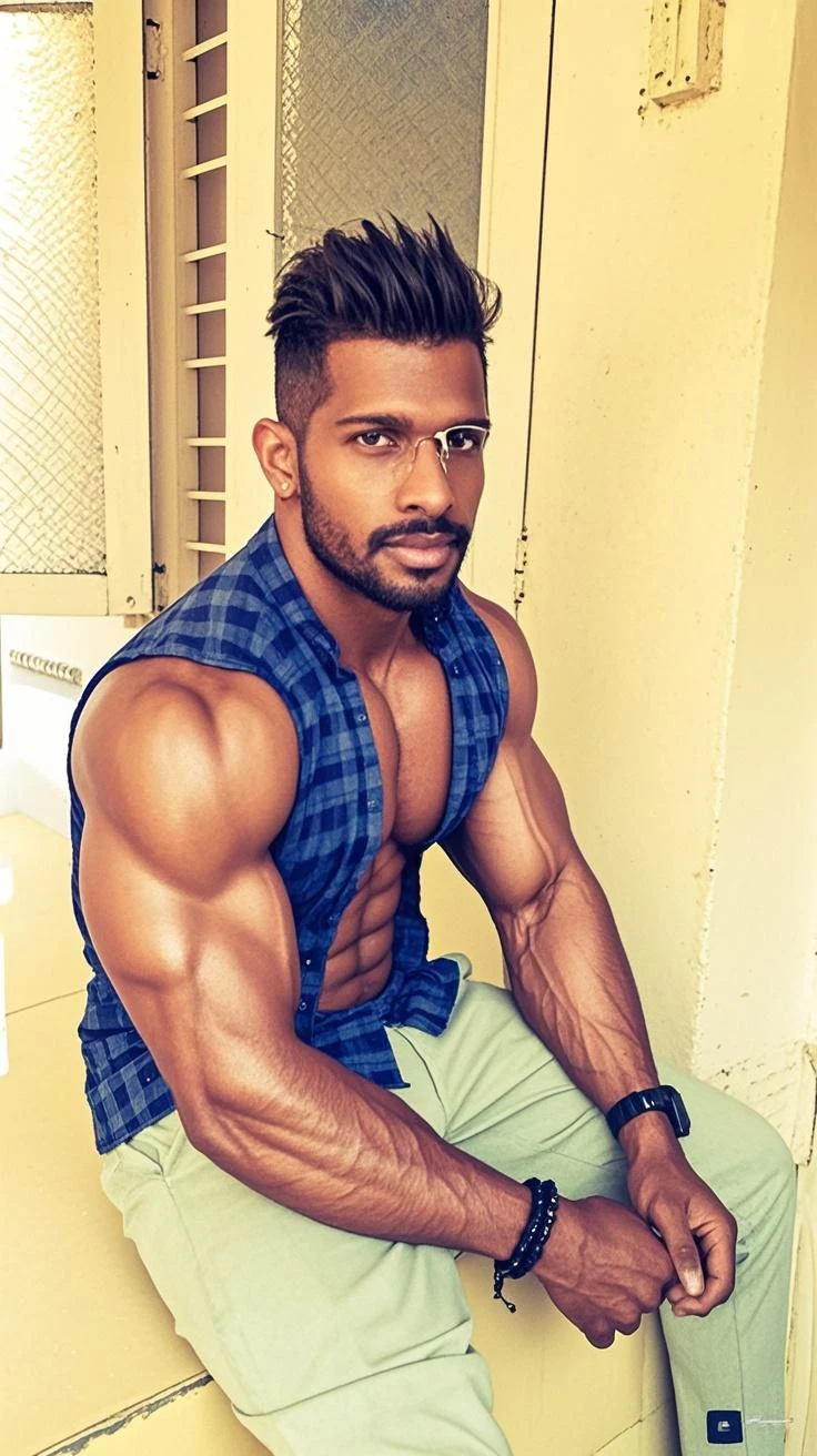 Indian 14 year old boy with muscular body