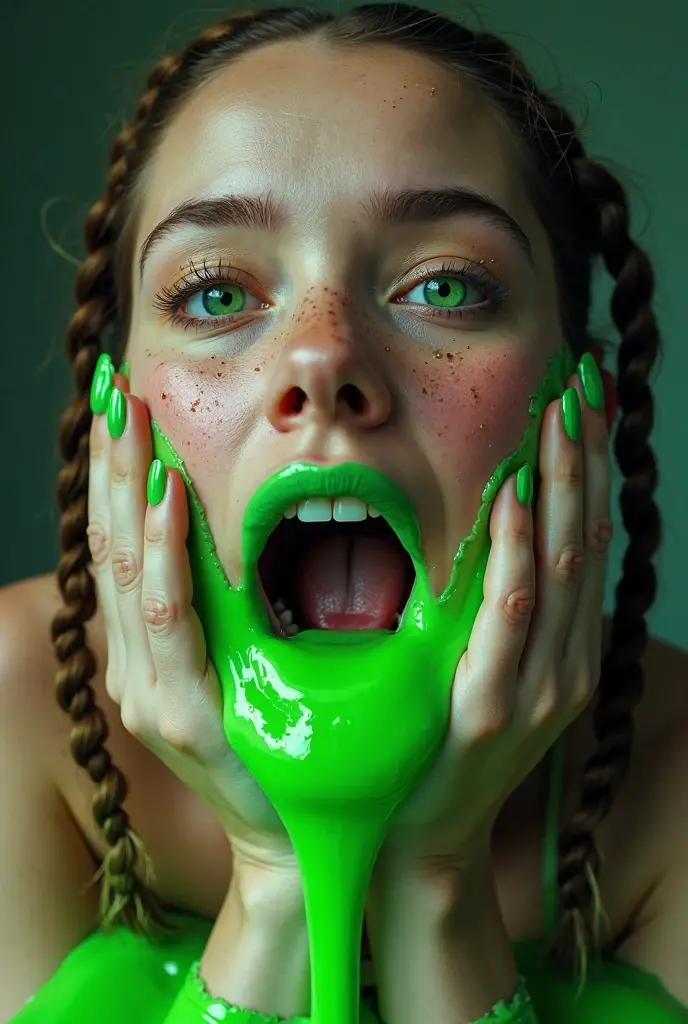  making ahegao with a lot of slime 
