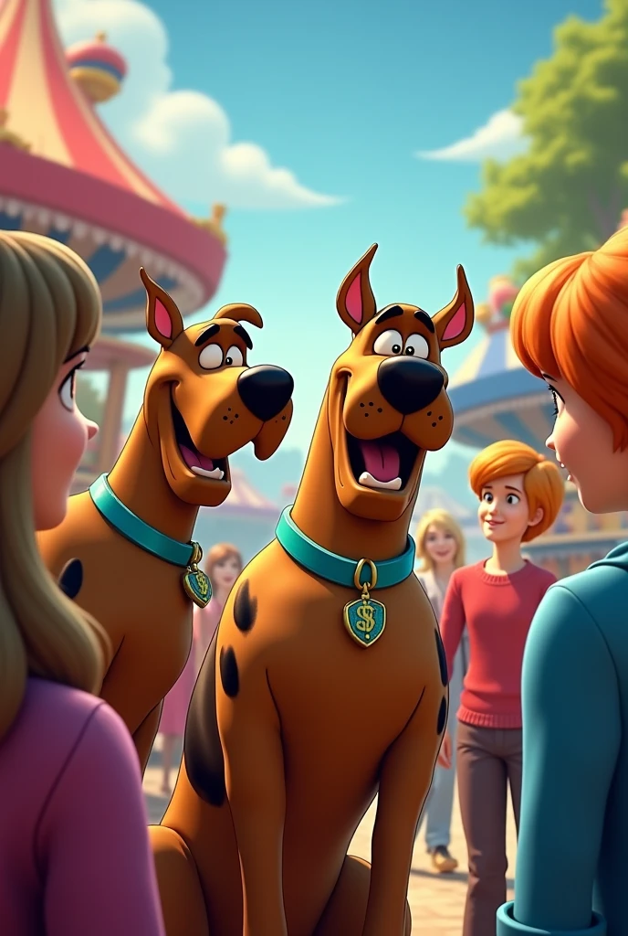 (photorealism:1.2), Scooby-Doo kissing Fred Jones on the cheek