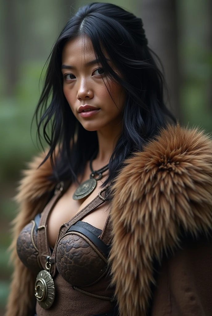 Pink colored <lora:BarbieCore:0.9> BarbieCore   solo, half shot, detailed background, detailed face, (<lyco:SteamPunkBundleV3:0.5>, AetherpunkAI theme:1.1),  wise, blue tribal markings,  geomancer shaman, mystical, Green fur lined clothes, beads, totem, amulet, obsidian, headdress, dynamic pose,  campfire in background,  storm, cinematic atmosphere,, (shiny plastic:0.8), (pink plastic:0.9), (masterpiece:1.3) RAW photo