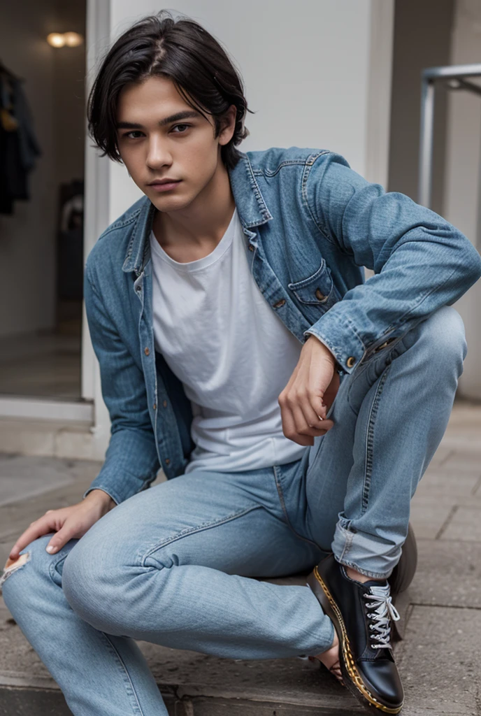 1 Turkish boy in white round neck plain Teeshirt with skinny jeans, boots, 1 Turkish firm breasts girl in black round neck Tee-shirt, tight jeans, ankle boots, artistic photograph, , full body shot, extremely detailed, centered, intricate neon back alley in the background, high resolution, hyperdetailed, soft lighting, film grain