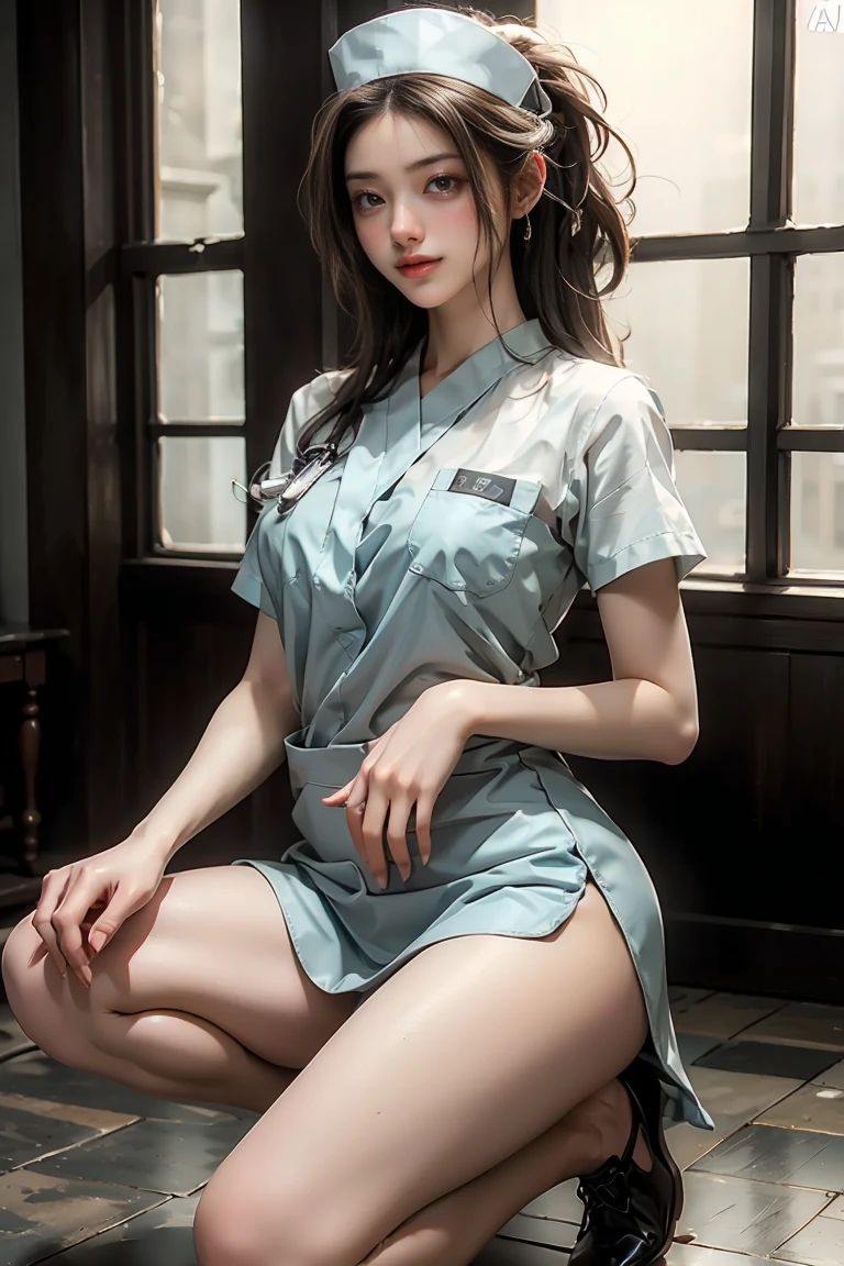 Photorealistic beautiful doctor、stunningly beautiful、doctors white coat, Doctor Fashion、(top-quality、8K、32K、masterpiece、nffsw:1.3)、超A high resolution,(Photorealsitic:1.4),Raw photography, Detailed face,,Beautiful long hair, ((Doctor Style)), , tight skirts、 Natural makeup, Breast cleavage, large full breasts、inside hospital, Detailed background, Perfect Lighting, depth of fields, Beautiful shadow gradient,stethoscope , (((fullbody))), whole body capture, fullbody, legs wide open, open legs, black pubic hair, eyes on camera, details eyes, beautiful eyes,