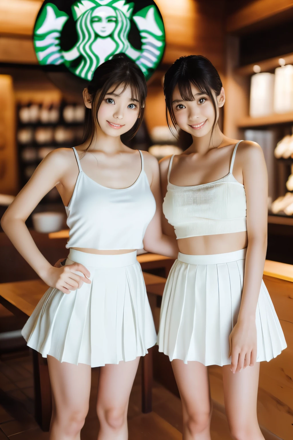 Representative works,highest quality,(Cute 10 year old Japanese sister:1.9),(The face of a very young girl:1.9),(Very embarrassed look:1.9),(Thin legs:1.9),(White buttoned blouse and mini skirt:1.9),(Small Ass,Narrow waist:1.9),((Droopy eyes:1.9)),((Self Shirt Lift:1.9)),((Outdoor)),((Inner thighs,Leaner figure,Growing breasts:1.9)),(Random smooth straight hair:1.9),((The whole body is thin,Thin legs)),Very white skin,bangs,Detailed Body,Fine hand,No makeup,(smile:1.3),Two little girls:1.2,((perfect mini skirt)),very young:1.3