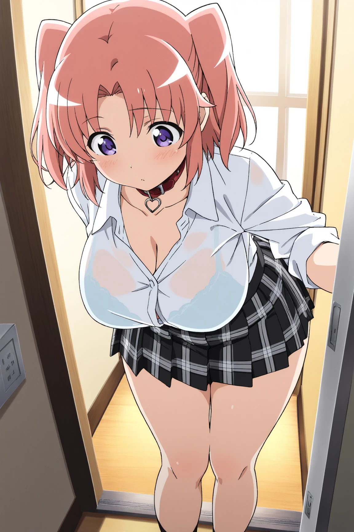 ((Highest quality, High resolution, Pixel perfect, 4K)), (Beautiful Anime Girls),
close, Observe the audience,
Perfect body,
Yuigahama Yui, short hair, Single hair bun,
Micro Bikini 裸にclose格好 Bitch Inviting
(blush:1.3), Grin,
Huge breasts, Cleavage,
nurse's uniform,Nurse cap, Bottomless, Leaning forward,
Bedroom, morning,
From below, Focus on the chest,