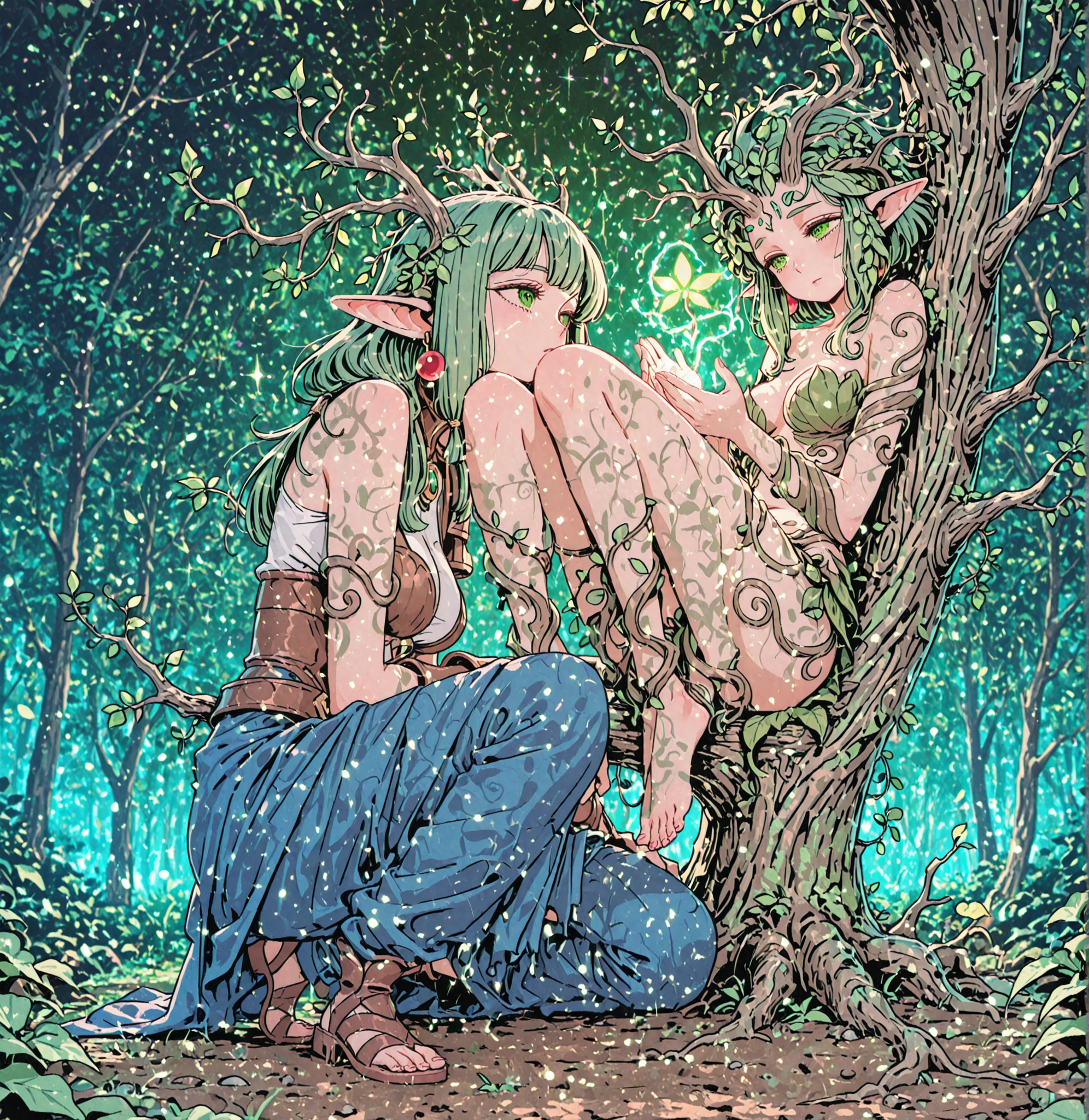 adesivo, fundo simples, portrait, 2 girls, couple, kissing, girl with long hair, beautiful goddess girl, goddess aesthetic, beautiful girl, very beautiful fantasy art, beautiful and elegant female goddess, beautiful detailed fantasy, green and yellow color palate, green color-theme