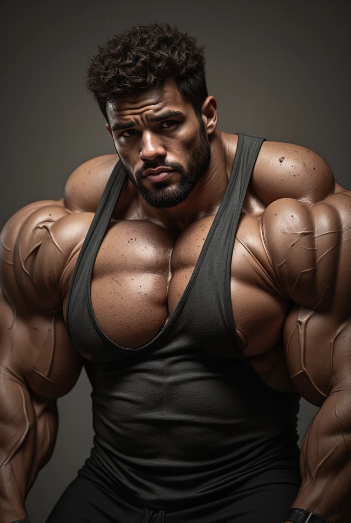 (Very detailed 8k wallpaper), Strong Asian Men, At the gym, high detailing, buzzcut, very large and strong body, bulging muscles, well-muscled, very large pectoral muscles. Very sexy abs, legs are muscular, Toned figure, lightens oily skin, muscular, Tank top, T-shirt, longshot, Wide Shot