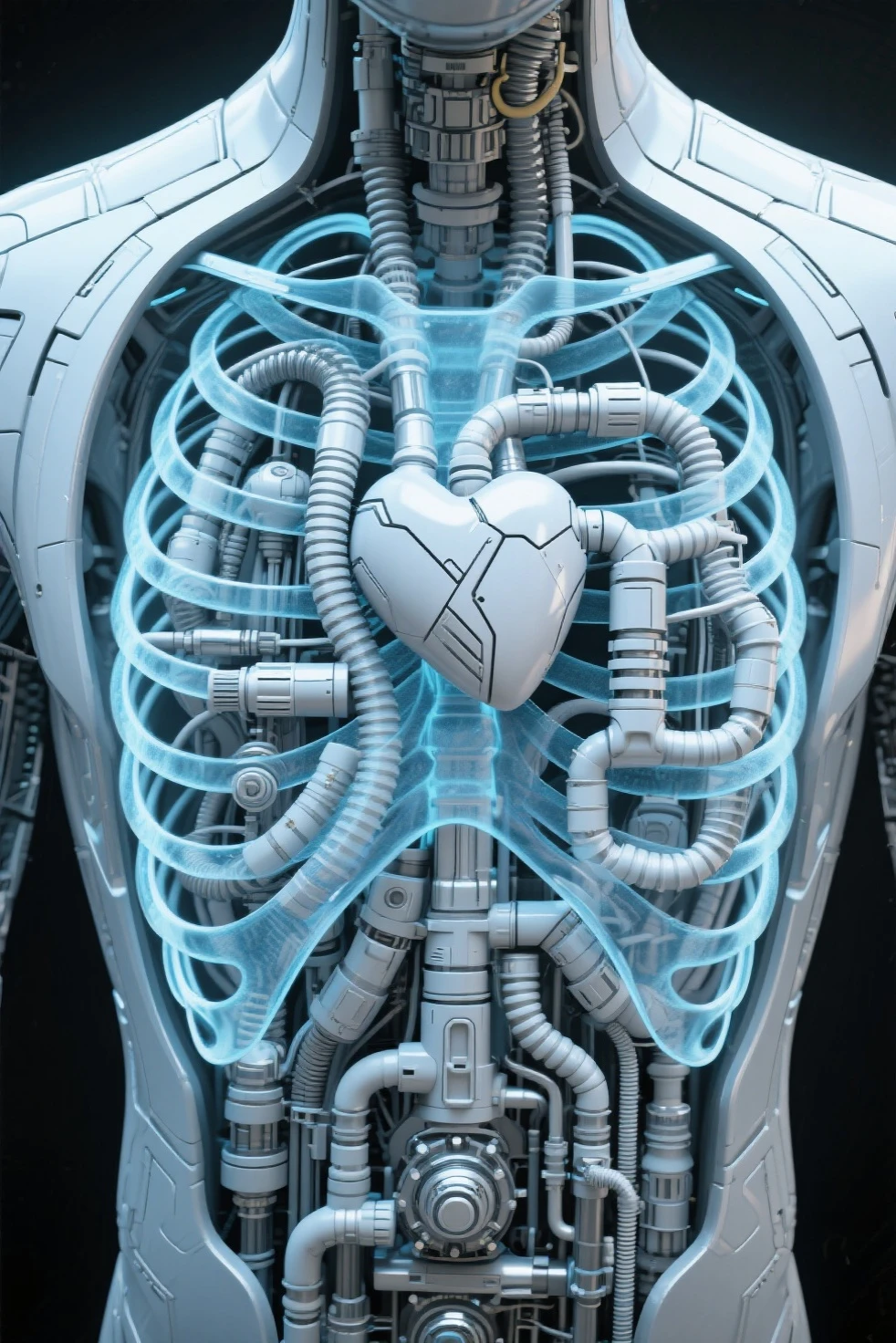 a close up of a human body with a lot of muscles, upper body close - up, upper body close up, highly detailed anatomy, intricate upper body, looking across the shoulder, detailed veins, upper body visible, detailed anatomy, highly detailed upper body, anatomical details, detailed upper body, human circulatory system, medical muscle anatomy, hanging veins, BioPunkAI