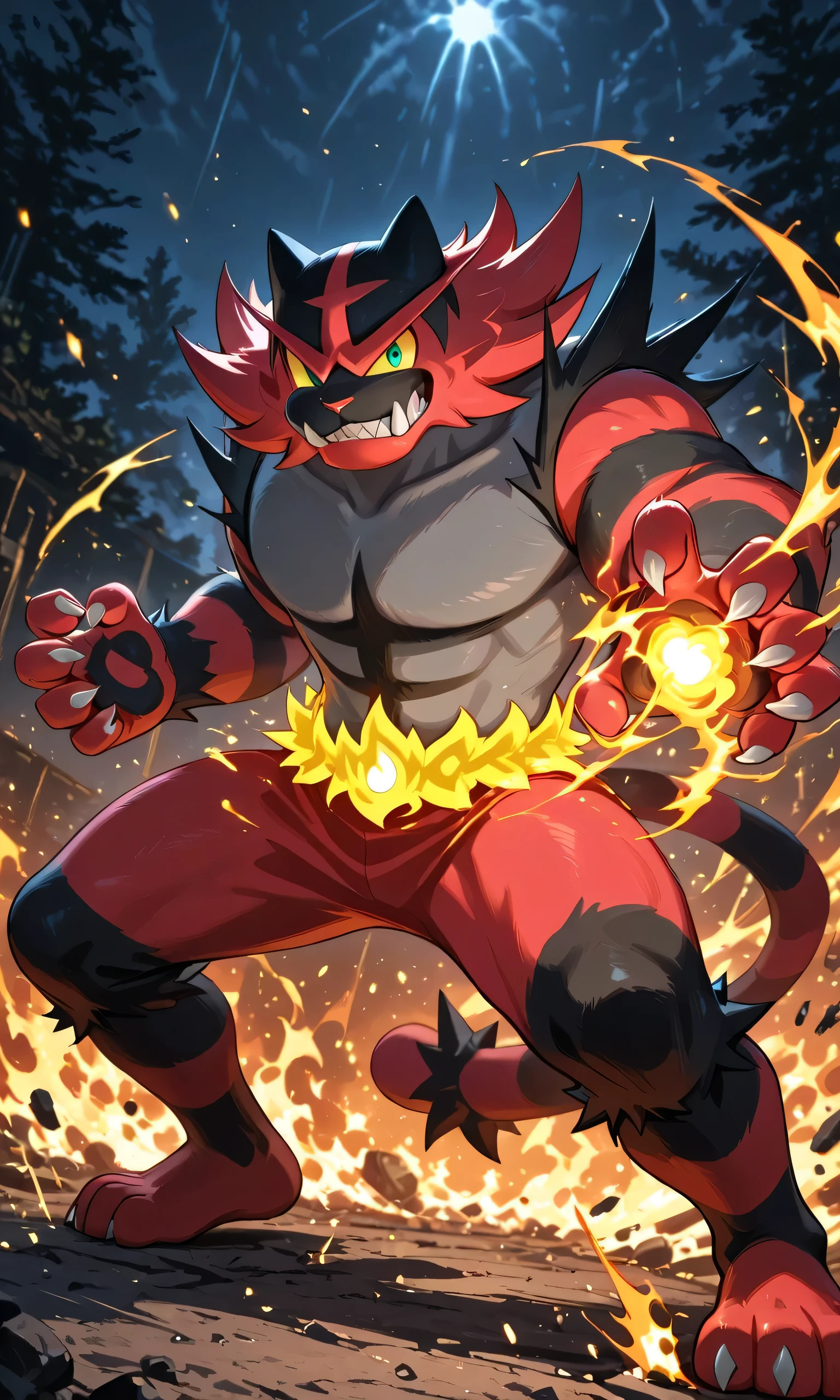 Incineroar masturbando su gigante verga erecta 