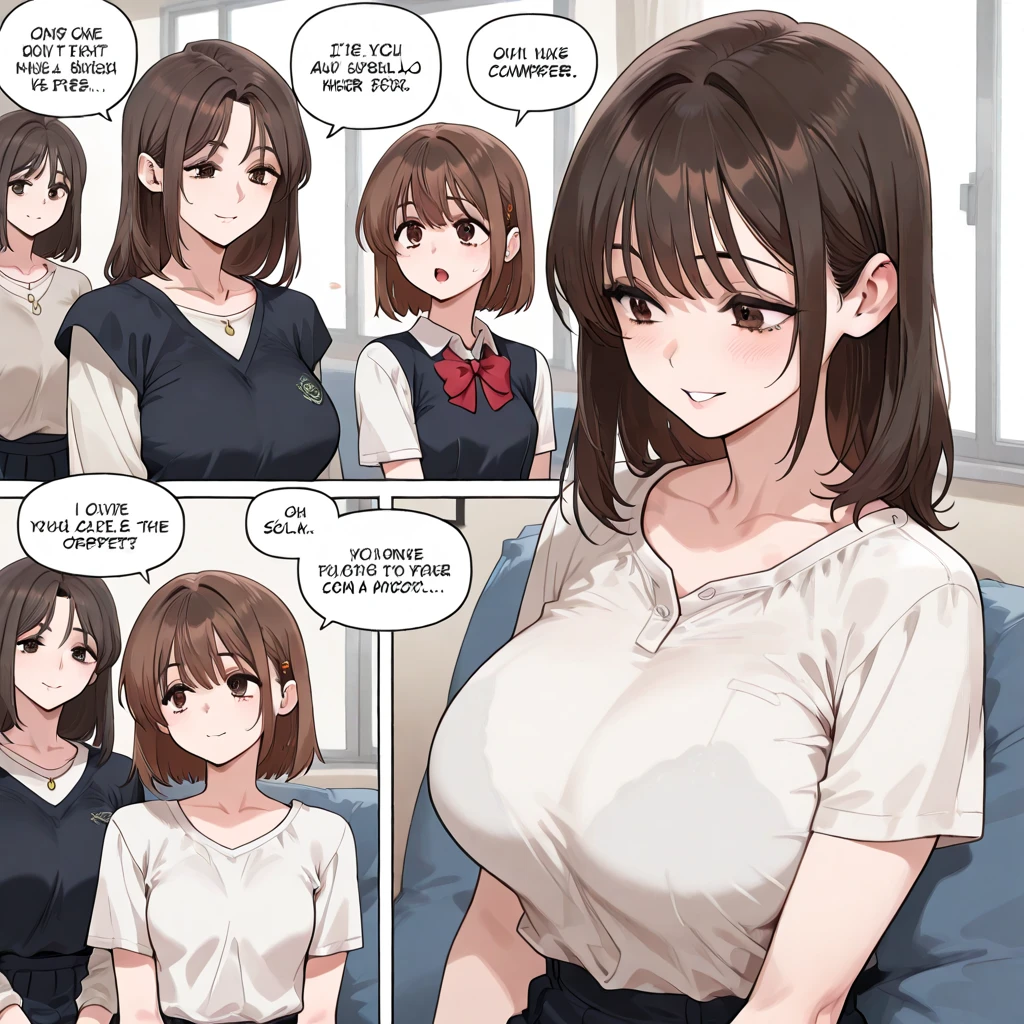  ((highest quality)), ((Complex)), ((surreal))、very detailed, 1 girl, ((big breasts)), perfect hands, finger details, beautiful and fine eyes, short hair, brown eyes、Japanese、((Kindergarten①))、Childminder,embarrassed、babe、baby、see through、ahegao