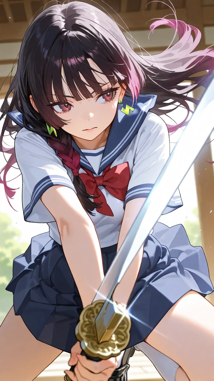 Mato Sakura, fate stay night, school uniform, black uniform, solo, 1girl