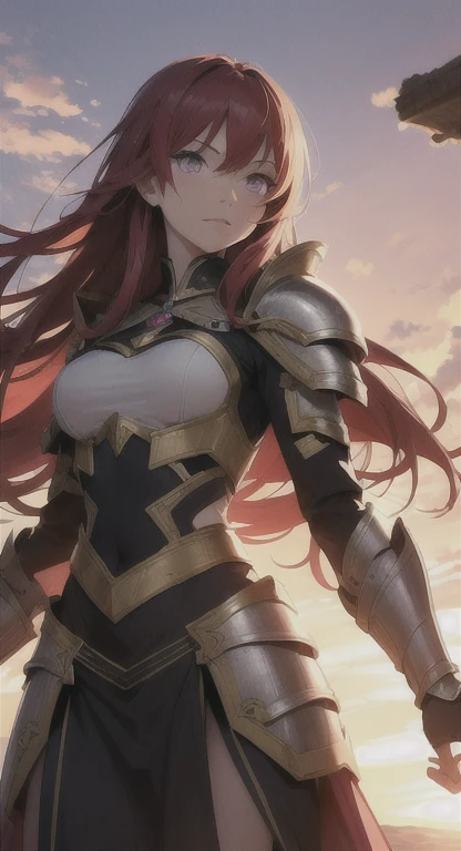 (highest resolution, distinct_image) Best quality, a female's masterpiece, highly detailed, semi realistic, ((portrait)), scathach, ((long hair)), ((maroon hair)), (red eyes:1.5), ((violet colored inner hair)), (((large breasts))), armor, ((bodysuit)), pauldrons, purple bodysuit, shoulder armor, (Broken Glass), cold, serious, authoritative, powerful, (Standing Painting), (exquisite facial features)