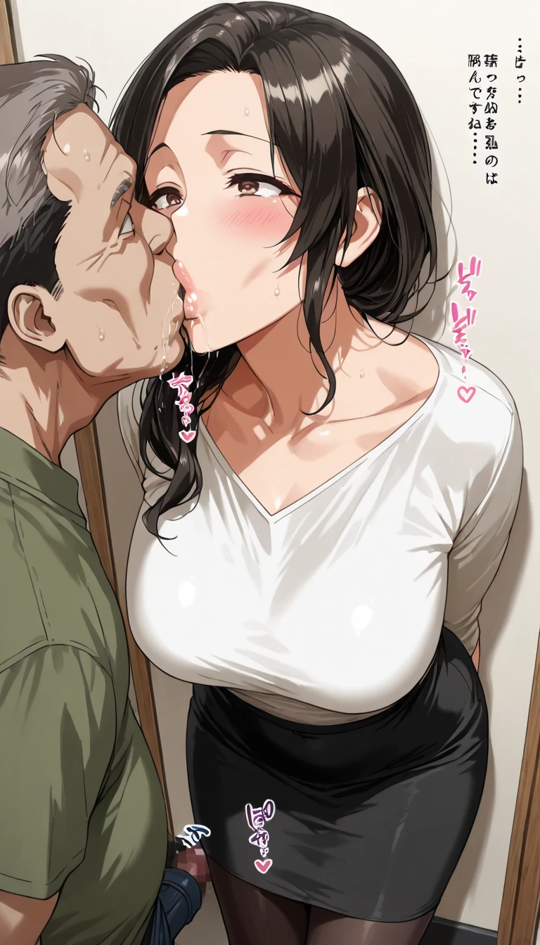 nsfw,High quality,doujin manga style,1 woman, Beautiful woman,High-definition illustrations,Masterpiece,50yd old,milf woman,Black Hair,mother,drooling,Medium breasts,beauty breasts,fall into pleasure,spoken japanese,Cuckold face,Great pleasure,Intense climax,Her face arches upwards in pleasure,Strong estrus state,Kinky Underwear,hardcore sex,vaginal penis,Bitch,Drowning in pleasure,Glossy mature milf,Motion Blur