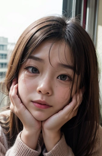 Long Hair Girl, Peeing in a cafe, I can't stand it anymore, Horny Face, Face the pain of enduring, close your eyes、Beauty、Japanese、17 years old