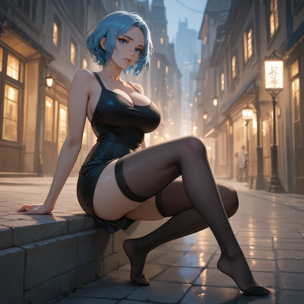 (melhor qualidade:1. 4), (ultra high resolution:1. 2), (Fotorrealista:1. 4), (8K, Foto CRU:1. 2), Uma jovem princesinha, Corpo fino, Seios pequenos, cabelo longo e liso azul claro, pubic hair on pussy, Um sorriso travesso,