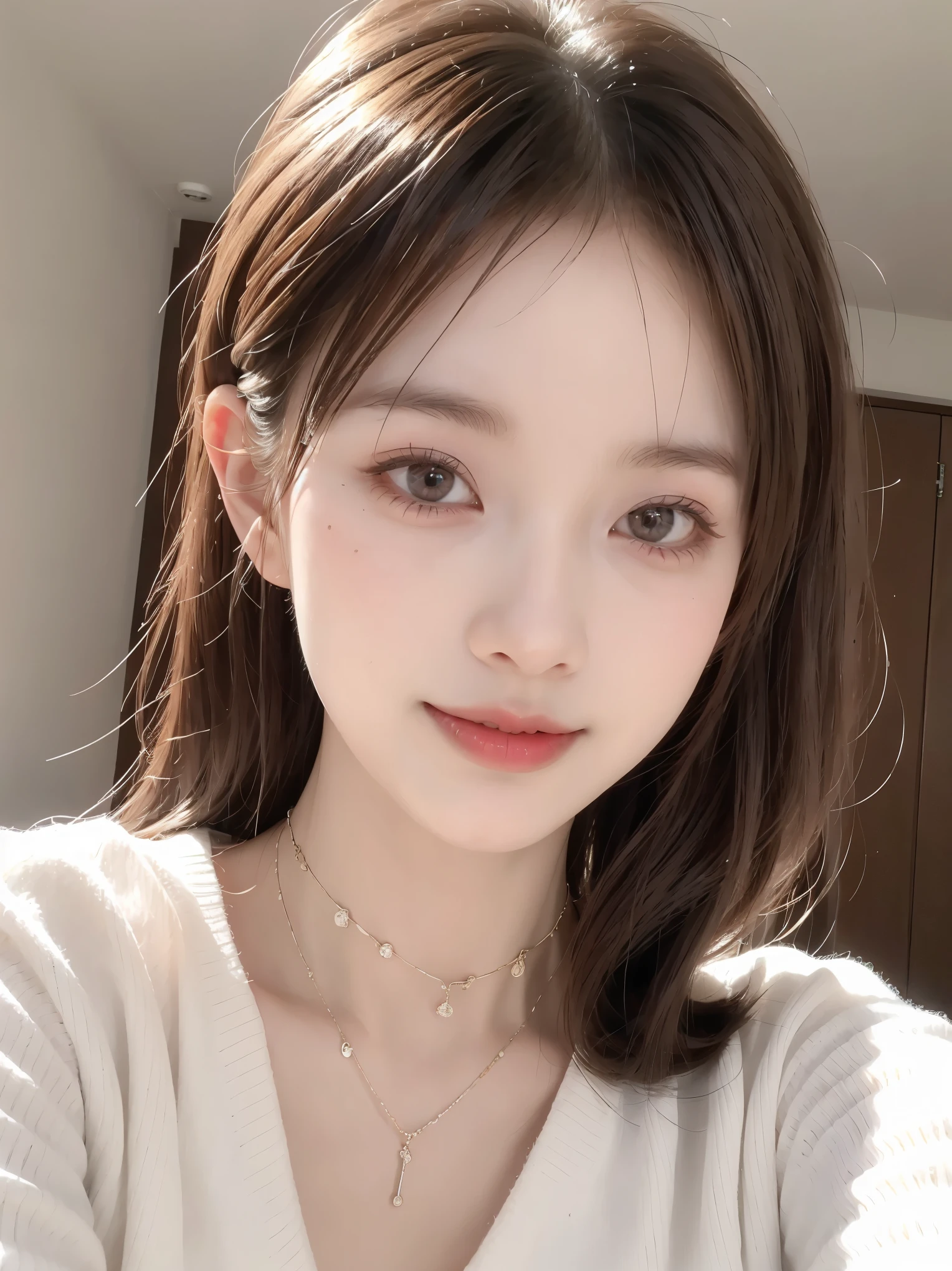table top, highest quality, figure, Super detailed, finely, High resolution, 8k wallpaper, 完璧なダイナミックな構figure, detailed and beautiful eyes, natural lip, long sleeve black knit dress, small breasts, full body, ランダムでcuteポーズ,Raw photo,KPOP idol face,cute,close-up of face