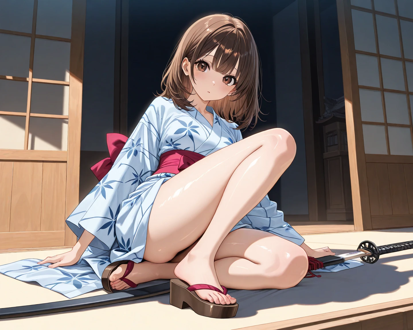 Japanese Girl blush Surprise expression Completely naked Brown Hair Dildo