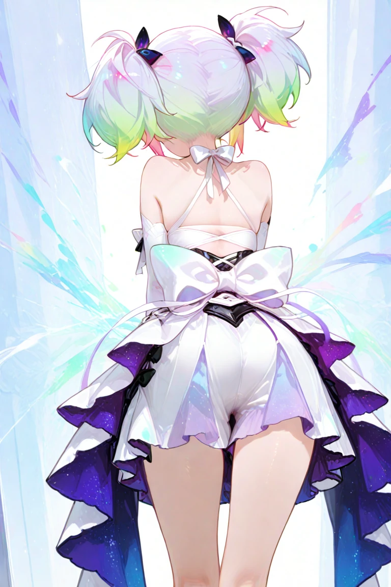 opening legs,Bunny ears,No underwear, the feet,is shy,are standing,Face back,Exposed genitals,clear liquid,Bigchest,transparent panty,soaking wet,A pink-haired,Back shadow,hindquarters,Butt towards the camera,short skirt