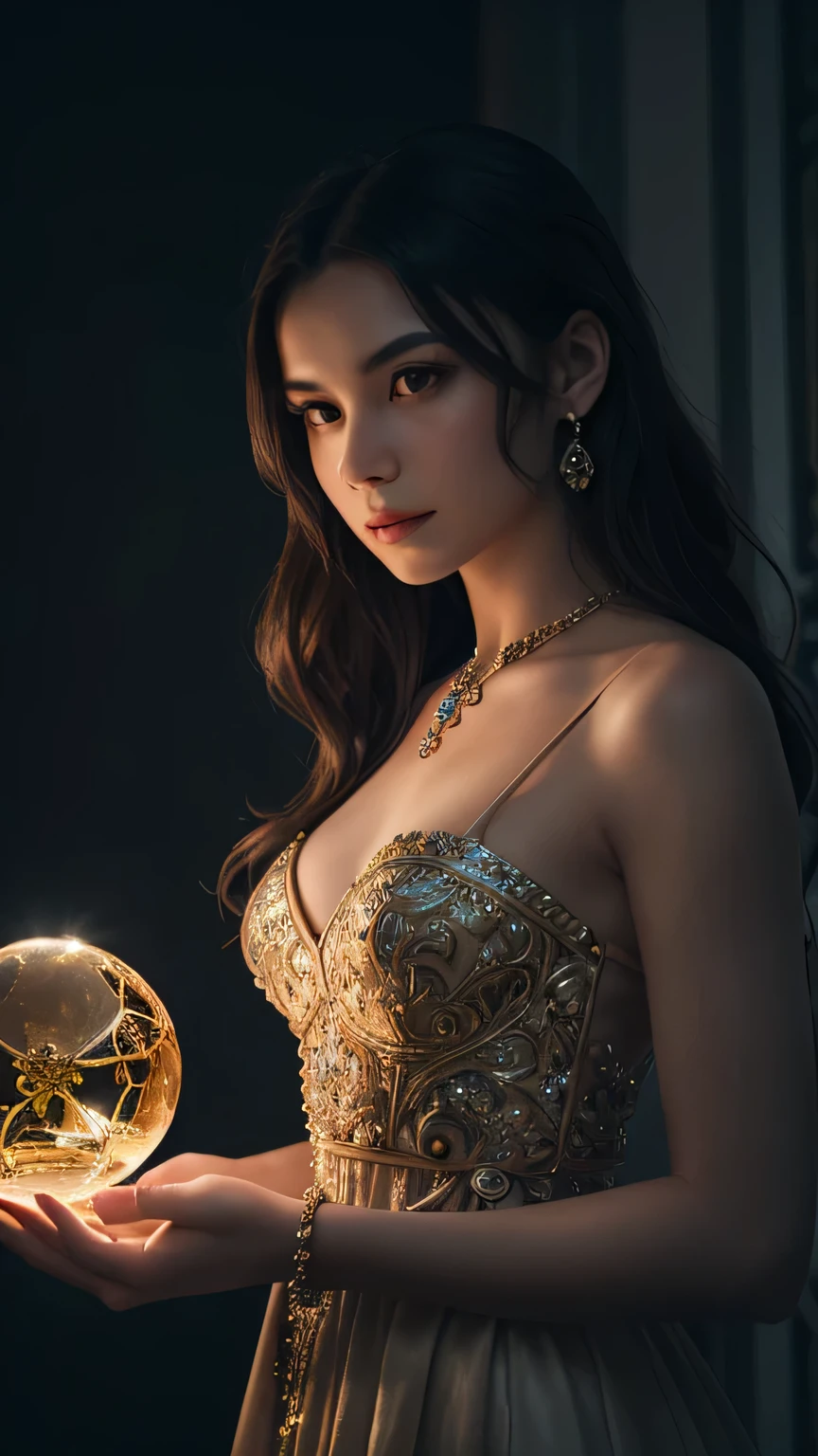(masterpiece, best quality, highres, high resolution:1.2), extremely detailed, realistic, intricate details, 1girl, solo, looking at viewer, (abstract art:1.3), (dark theme:1.2), art, stylized, deep shadow, dark theme, cosmic dress, cosmic beauty, in space, nebula, (cinematic lighting, bloom, volumetric),