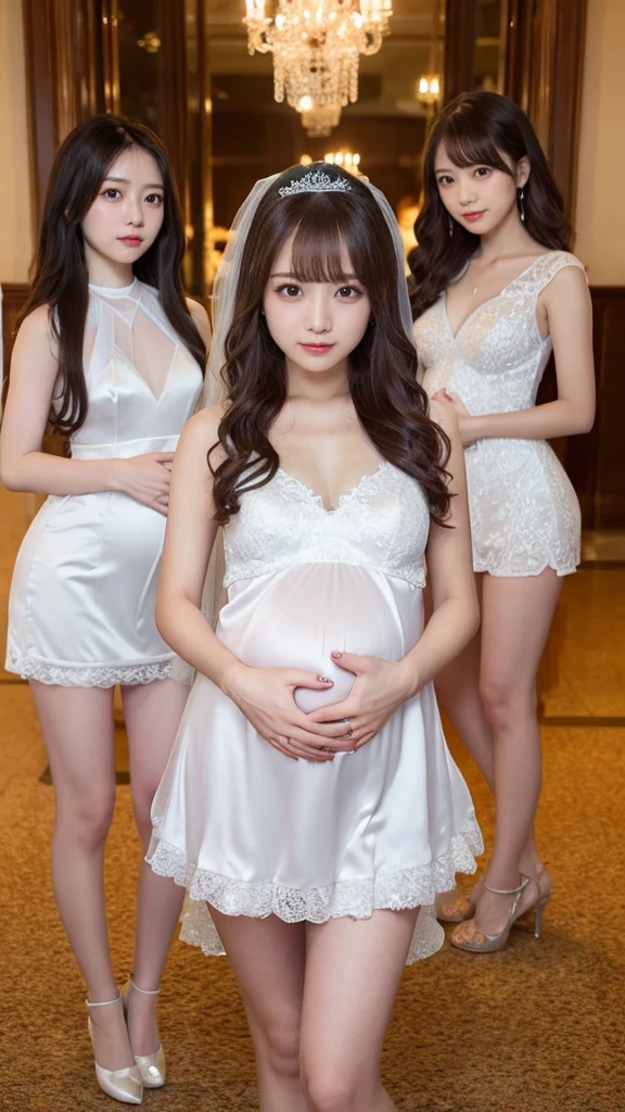
masterpiece, ((Highest quality))、wedding、(3 人のcute裸の女の子、Standing side by side、cute:1.4、12 years old:1.3、smile:1.3、smile、Various hairstyles、pubic hair)、(((Full nudity、tits、Pussy)))、(Realistic and detailed skin texture、Colorful Wedding Dresses:1.2、gem、hair ornaments、Veil、See through)