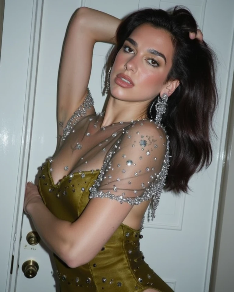 a realistic instagram photo of a [ really beautiful exotic androgynous supermodel 19 year old woman] , with [long, dark hair] , looks like [Megan FOX] and [Adriana Lima], light makeup, looking [innocent, cute, flushed] , dress [light] skin --ar 9:16 --stylize 750 --v 6