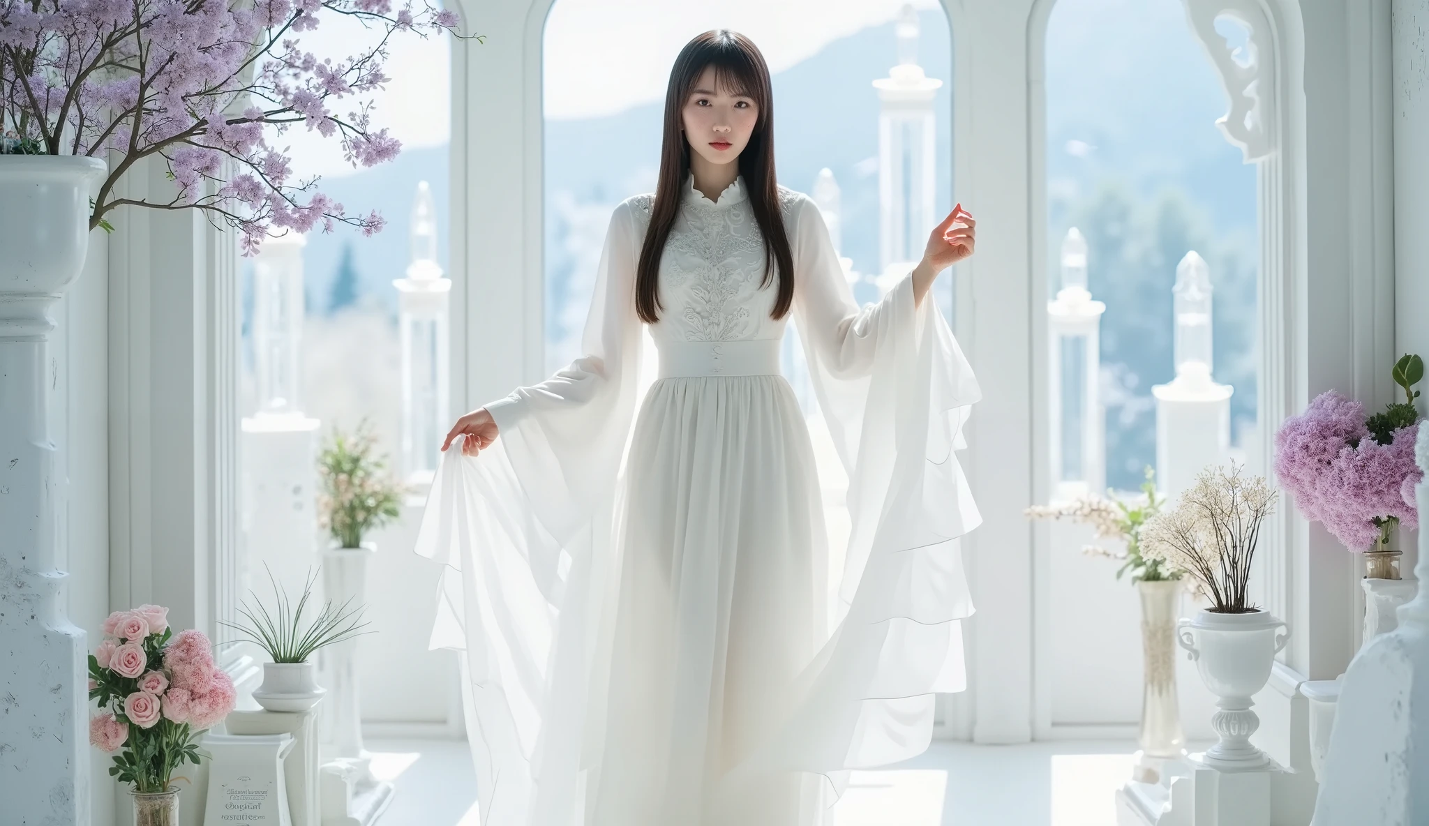  Female Goddess Crystaline  , Surrounded by light   ,  Clear Crystal City Decor, White color 