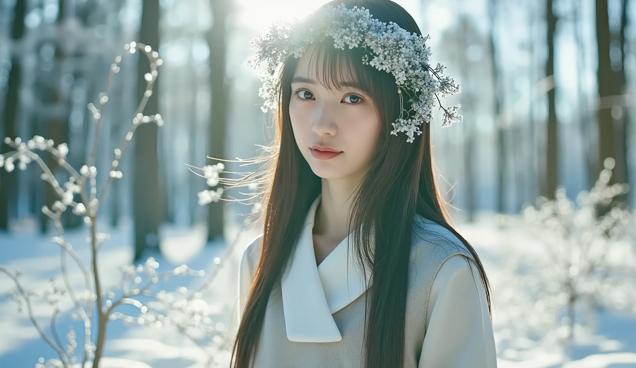 夢のような神話的なヘラの描写,  を身に着けています。, 霊妙な愛. を放ちます。彼女のフォルムは、繊細な, が絡み合って流体を形成, 魅惑的なシルエット. これらのテンドリルは柔らかい, 魔法の輝き, の具現化であるかのように、シュールな. 彼女の特徴はこのアモーラの優雅な流れによって定義されます光とエネルギーのきらめく巻きひげ, から作られ、まるでヘラ自身が純粋な, 霧の風景. 。このシーンは神秘的な美しさと神聖な優しさのオーラを捉えています, にシームレスに溶け込んでいます, 日の栄えの愛.