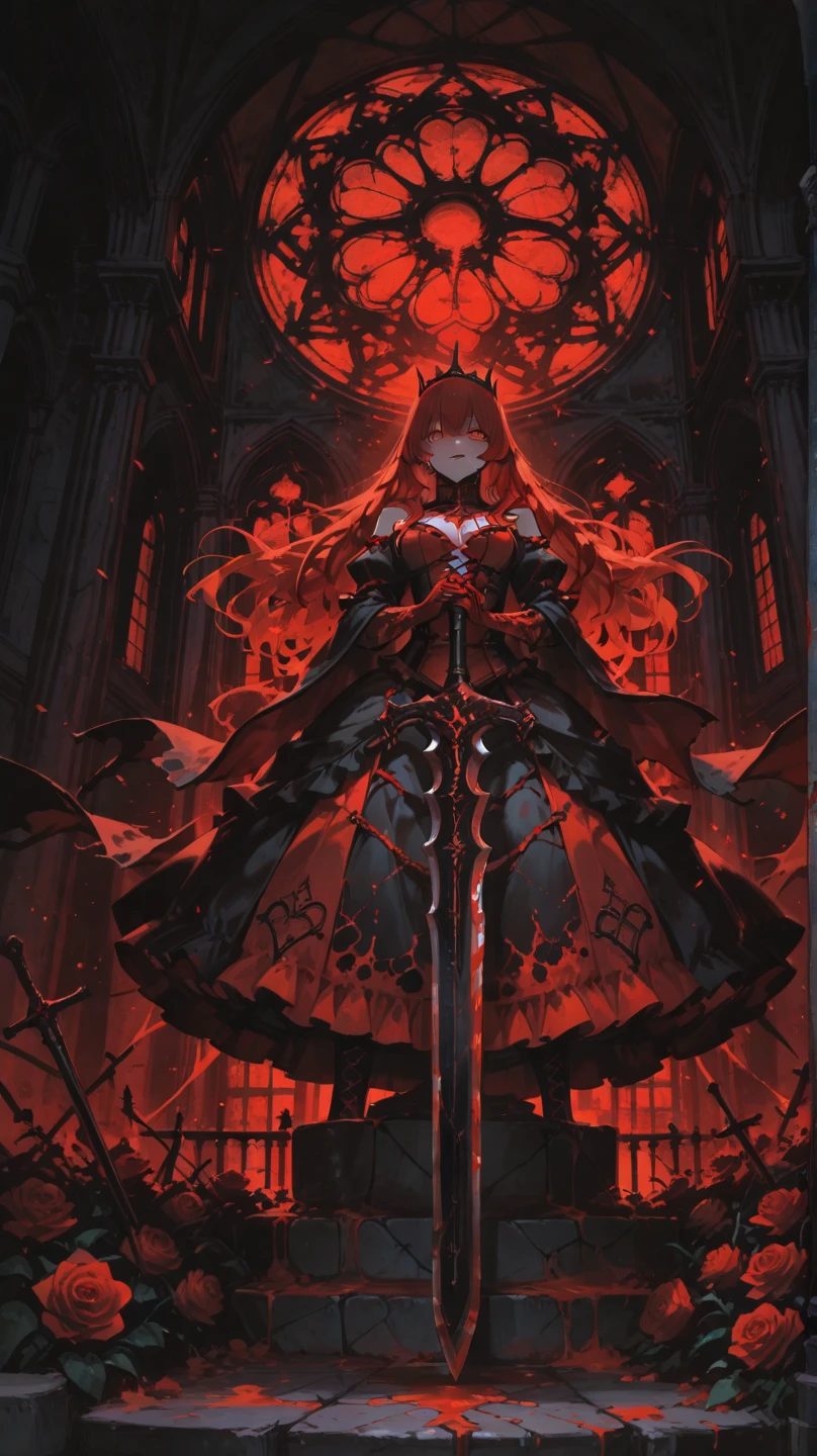 ashenhard style,ultra-detailed,highres,intricate detail,(best quality:1.2),(masterpiece:1.2),wallpaper,illustration,original,1girl,solo,upper body,red bow,smile,eyeliner,long hair, red hair,bangs,hair between eyes,simple background