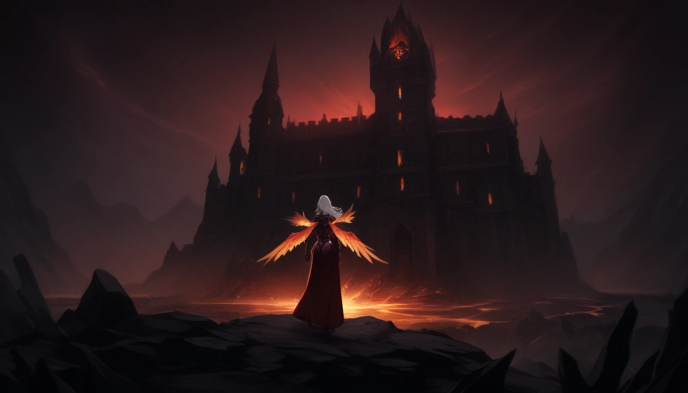 The dragon circles the palace, its wingspan casting a menacing shadow over the model as she stands in awe of its grandeur. Masterpiece, 4K resolution, ultra-realistic, very detailed