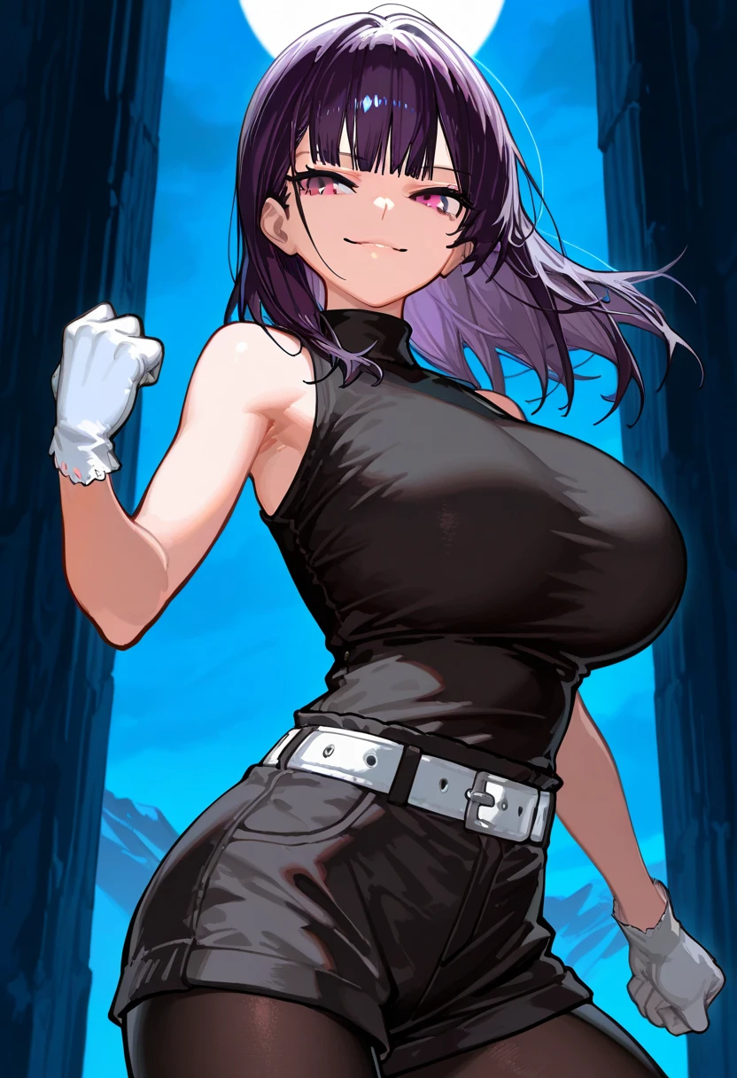 ultra realistic 8k cg, masterpiece, ((ultra detailed background, intricate detail, highly detailed, fine details best quality, hyperdetailed face)), gigantic breasts ,beautiful lighting, absurdres, BoaHancockV2, 1girl, solo, red hair, long hair, jewelry, closed mouth, ), ((black crop top : 1.1), (underboob : 1.4), elbow gloves, thigh boots, split skirt, bare shoulders, curvy, midriff, curvy, thighs, shiny clothes), blue eyes, complex detailed background, inside, luxury palace), ((cowboy shot)), curvy, (gigantic breasts: 1.1), seductive smile, cowboy shot,