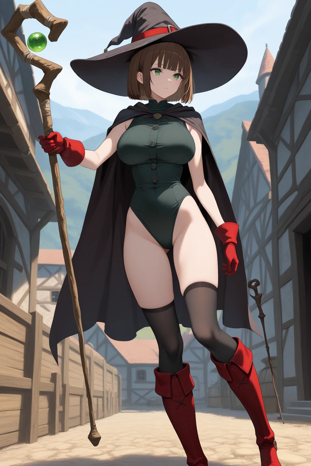 There was one girl with shiny skin， sexyposture，best qualtiy，tmasterpiece，（Photorealsitic：1.4），breast enhancement,reality,offcial art,The 8k quality,Super Detail,Fine detail skin,Movie angle,Cinematic textures,Movie Lighting,masutepiece,The highest image quality,1 girl,Vermilion lips,hair messy,pantyshot,Big Mimi，crisp breasts,1girll,((cleavage)), ((blushing)), brown hair, (((blush))), cleavage, (((((small breasts))))), belt, long sleeves, sweat, short hair, ((witch hat)), red eyes, (looking down), strongly embarrassed, ((no panties)), nsfw, hairy pussy, naked, horny, Doggystyle, fuck by a man