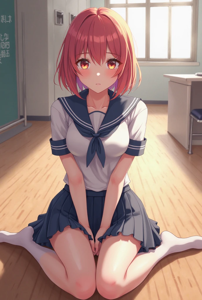 masterpiece, best quality, highres, short hair, hair ribbon, green ribbon, hairband, sailoruniform,((vaginal,sex))