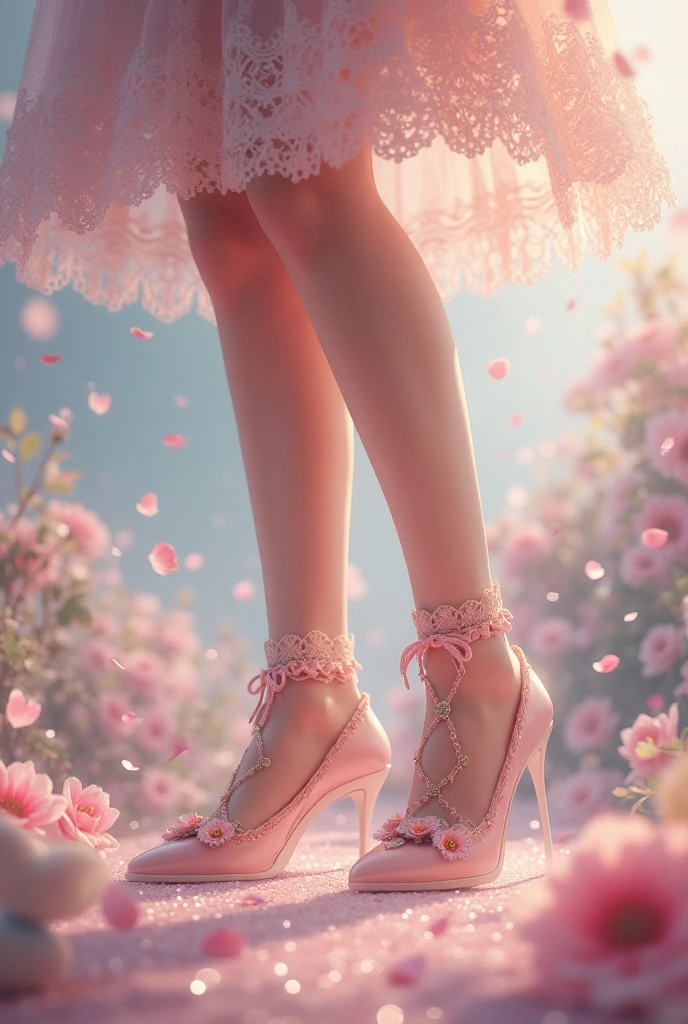 slim,best quality, masterpiece, ultra high res, (photorealistic:1.4), (cherry blossoms:1.4),high heels