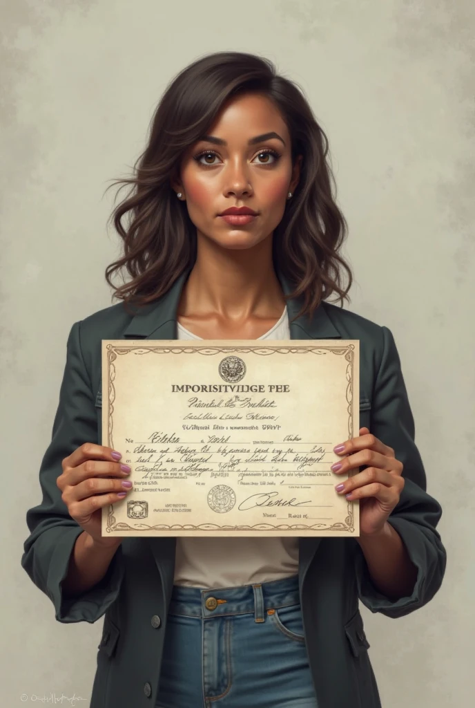 there is a woman, contemporary world, dark background, holding a plaque written Product wolrd, central figure. --auto --s2