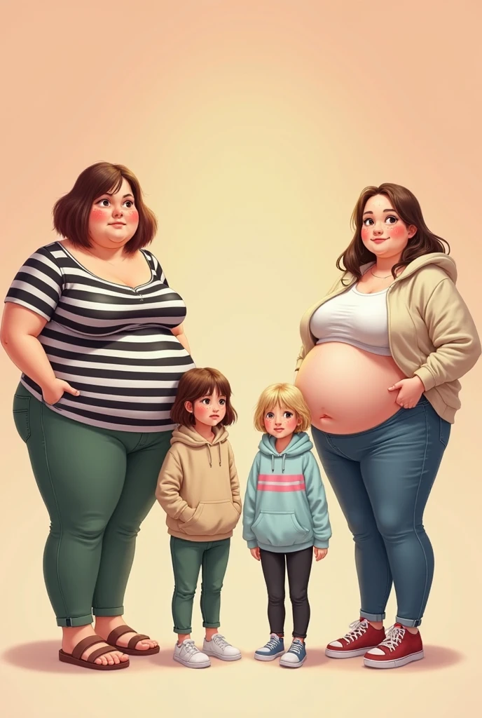 pregnant beautiful and cool tall young woman with short brown bowlcut hair, blue eyes, white and light blue shirt, blue jeans , brown shoes, happy, no background