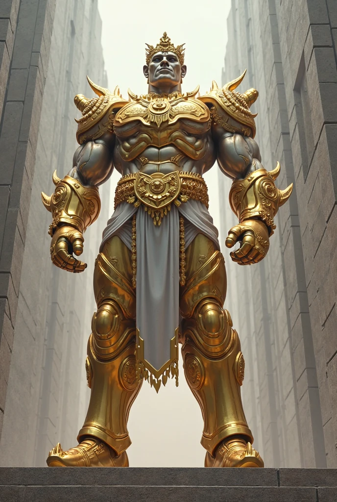 a Disney character standing in front of golden glowing buddha, showing his arms, playstation 5 screenshot, chinese painting, close-up intensity, fenghua zhong, kazuki takamatsu, yeong-hao han, god rays, solarizing master, looking at the camera, 3d render,ZBrush, Octane Render, 8K, best quality --auto --s2