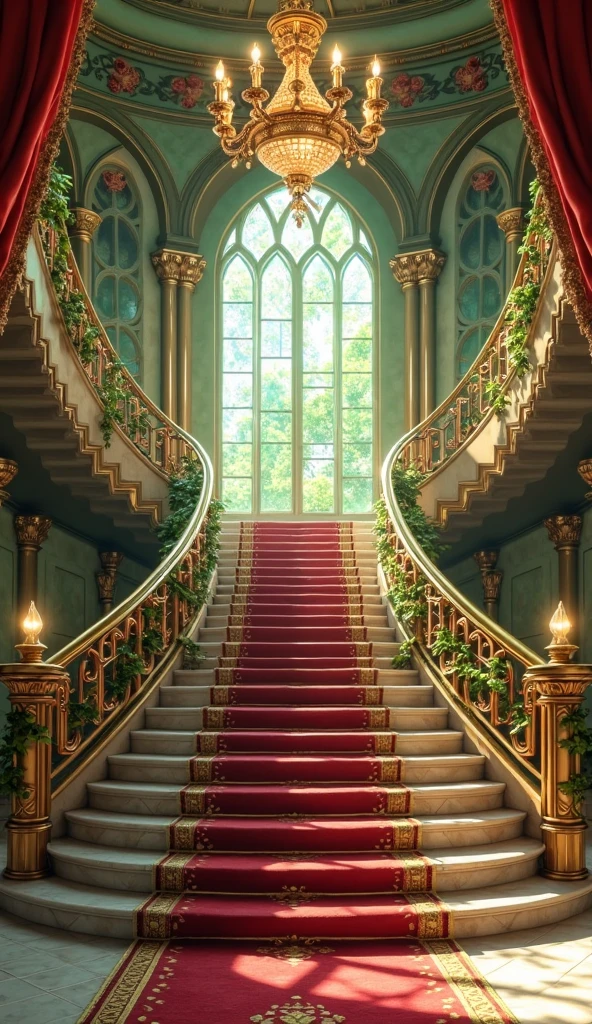A majestic double enchanted staircase is located in the center and ...