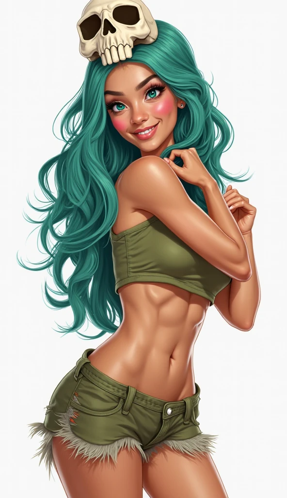 (Masterpiece, Professional lighting, 16k, 8k wallpaper, raw photo, photorealistic:1.8, ultra detailed, , slightly wide angle lens, natural lighting, detailed skin, detailed joyous face, detailed eyes), 1 beautiful happy girl, dynamic poses for Instagram, cropped tee shirt with underboob, underboob, , full body image , long curly blond hair with bangs, necklace, green eyes, sexy gaze inviting look, baby blue top short, red skirt, happy