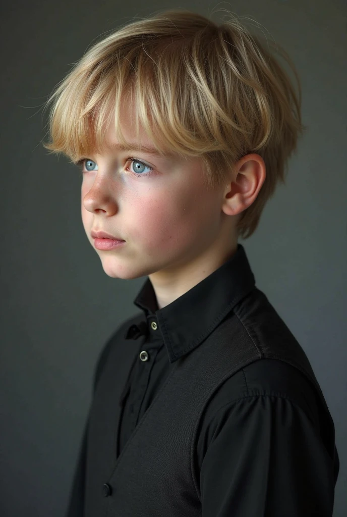 Albino boy, gray eyes, elegant, cute posture
