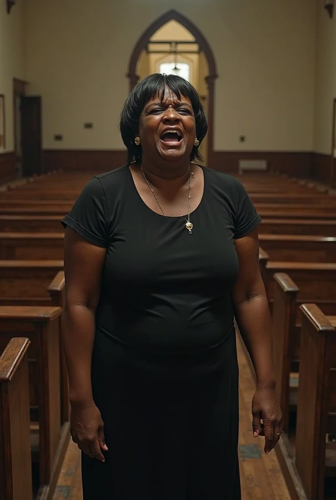 ((70 year old black African grandma:1.4)) ((in a church:1.4)),((there is an audience and crowd in the church:1.4)), large breasts size, large uncovered breasts, with large uncovered breasts, uncovered nsfw huge breasts, nsfw huge uncovered breasts, big uncovered breasts, big uncovered breasts!, ((she is exposing her massive breasts:1.3)), extremely plump, with a large uncovered breasts, fat woman, uncovered boob, big uncovered breasts!!, cleavage, ((exposed naked breasts:1.3)), ((extreme bulging cleavage:1.1)), ((bare black nipples and areolas on display)),((she is wearing heavy makeup,glasses, dark, bright red lipstick, a large cross pendant,clergy collar,and tattoos)), she has ((triple Wide,fat,hanging inflated,ballooned, exaggerated,larger-than-life, oversize, crowded,gargantuan,meaty,nsfw uncovered breasts hanging down to her stomach:1.3)),((she has gray hair:1.3))