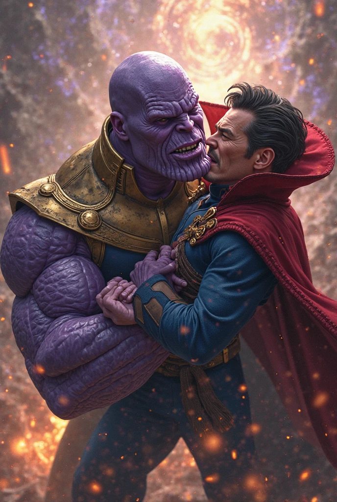 Thanos kissing Captain thor in bed