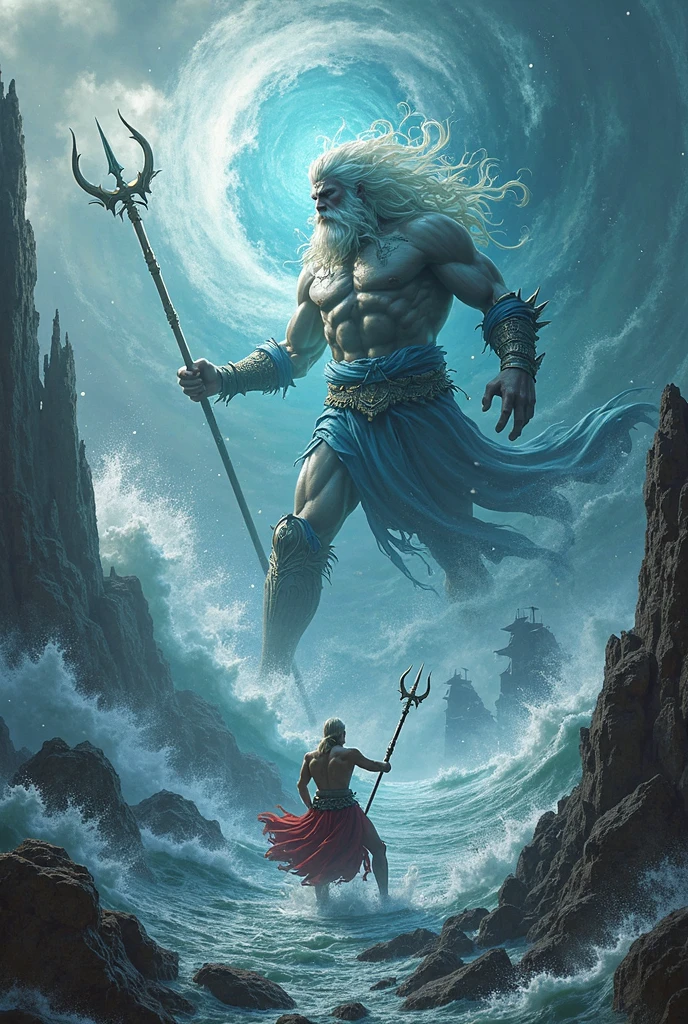 Poseidon qui tient une ville dans sa main
