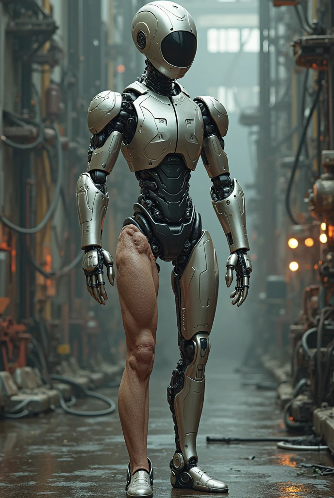 blueshirtguy a HDR photograph of a badass masculine man, legs, feet, skeleton made of steel , pumps and gauges,  looks like the pieces of a clock, intricate cyberpunk robot, highly detailed, soft bokeh, art by mooncryptowow and popular science <lora:wowifierV3:0.8>,