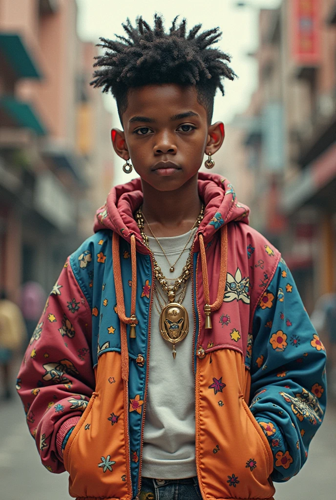African boy, Multicolored clothing