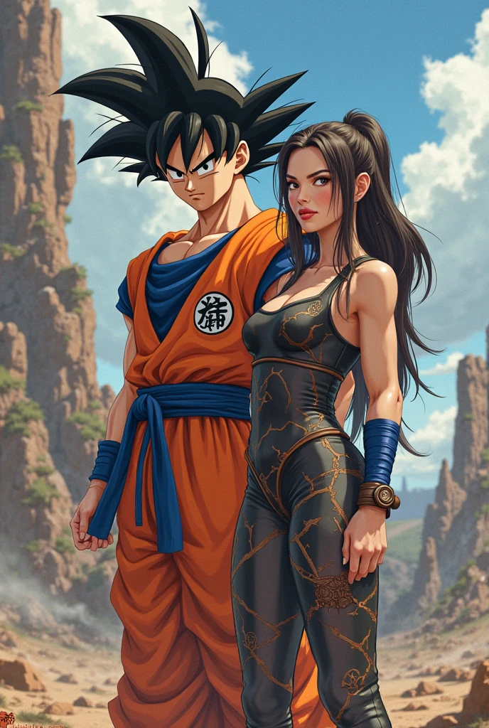 Mia Khalifa with Naturo running from Goku