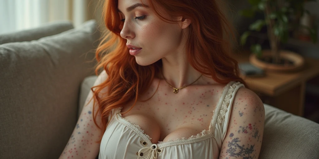 Photo. very realistic. пышная redhead Model . juicy figure and very big breasts, pale skin, perfect face, looking hot, victoria secret body, men's hands hug her from behind. male hands on female breasts. strong male hands hold her breasts in the grass. In the waving grass: among the grassЛучшее качество, complex parts, very detailed, Sharpness, detailed skin texture, perfect eye detail, Profession, 4k resolution, depth of field, Kodak Vision цветной, extremely detailed, ultraРеалистичное Photography, Реалистичное Photo, Post-processing, Maximum detail, truth of life, Instagram template,