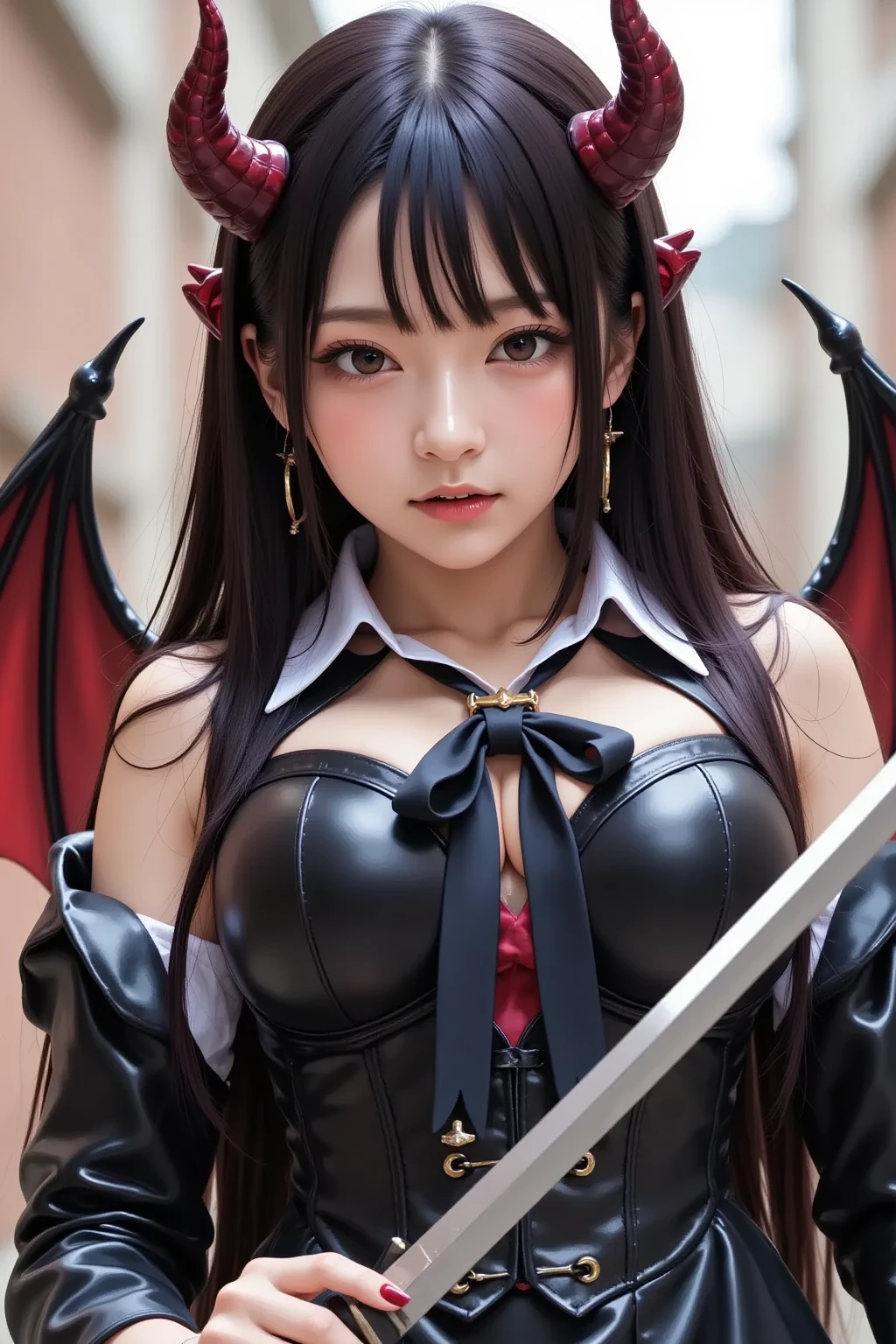 Fine, (Best Illustration), 8k Resolution, Intricate Details, Best Quality, Realistic, Ultra Detailed, Best Lighting, Best Shadows, Ultra HD, A Necromancer, Night, Magic, Dark Style, Vampire, Bat wings, (shining red eyes:1.6), masterpiece, high_res, Beautiful face, tyndall effect, photo realistic, (high detailed skin:1.2), 8k uhd, dslr, high quality, Photograph, high resolution, 4k, 8k, Bokeh, medium breasts, absurdres, ponytail contorted, best ratio four finger and one thumb,