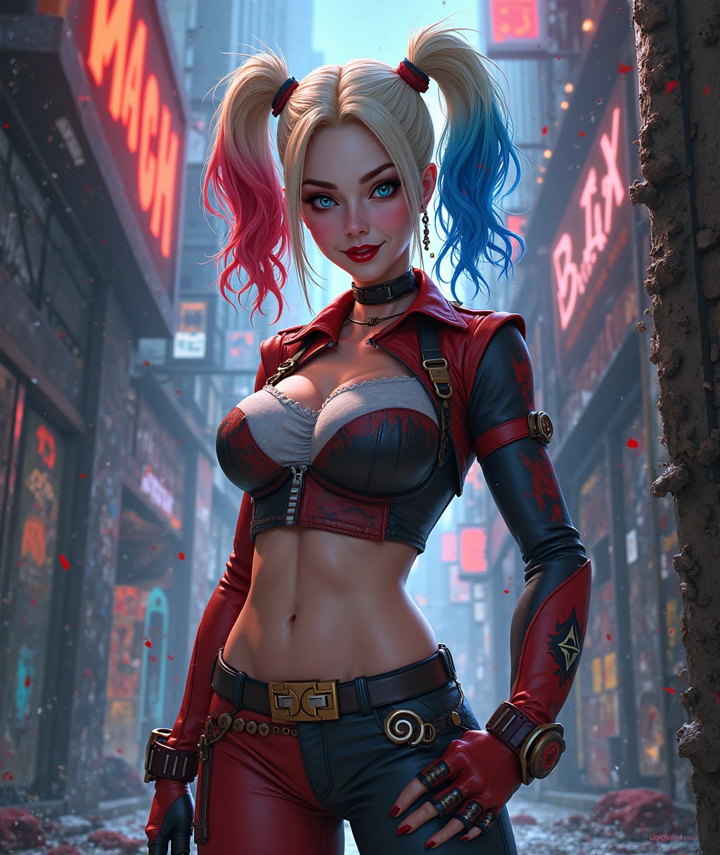 A blonde, robotic modern Harley Quinn