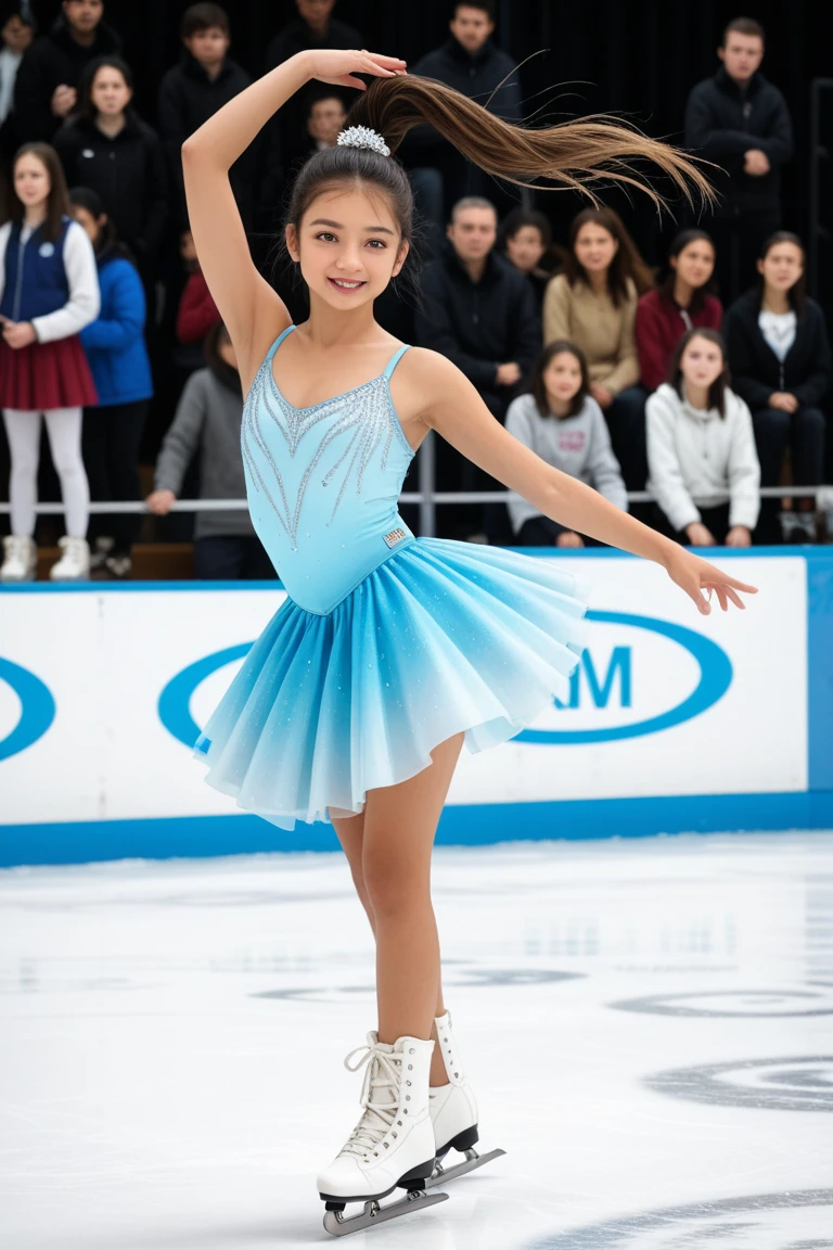 (smile))、Confused、RAW Photos、(((The ultimate portrait masterpiece)))、((The cutest girl in the world:1.4))、1 girl、12 years old、Japanese、Cute face、((Silky Hair))、(A high ponytail tied with a ribbon:1.4)、((Super huge breasts:0.3))、((Eyes that shine like jewels))、Glowing Skin、(young woman),Thin ribbon、(Uniforms made from high-quality fabrics:1.4)、Ultra-detailed uniforms、(She shyly pulls up her skirt:1.3),((Crotch from the front))、A skirt fluttering in the wind、eyeliner、Beautiful Bangs、Hair between the eyes、((solve、High resolution))、Detailed Background、8 KUHD、Digital SLR、Soft Light、high solve、Film Grain、Fujifilm XT3、Shallow depth of field、自然なSoft Light、Narrow waist,(Beautiful girl with sparkling eyes:1.4),(A big bust that seems to burst:-0.5),(You can see the shaved pan:1),(Very beautiful shaved pussy:1),(The idol-like cuteness of high school girls:1),(Professional figure skater female:1.3),,(A very old and worn out pussy:0),(During the ice show),(Crouching on the ice:1.3),(Open the vulva of the vagina and explain the entrance to the internal genitals:1.3)