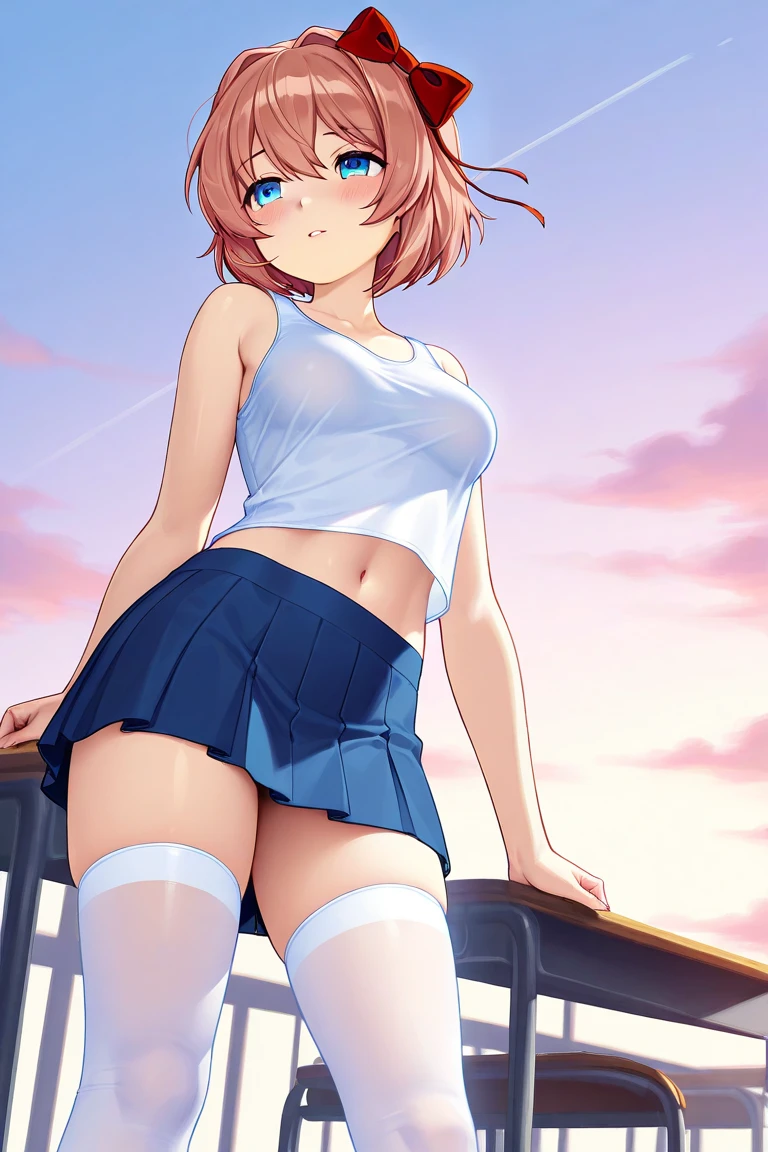 5  girls lifting their skirts to show their transparent panties