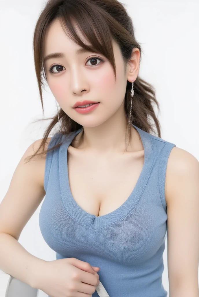 (Preserve face images), pale face:1.3、Super thin face:1.3, (very big eyes:1.5)、 (blown eyes:1.5), master piece、8K, {highest quality}, {{masterpiece}}, {very delicate and beautiful}, outstanding light and shadow, highly detailed wallpaper, clear and bright swimsuit、Puff cropped organic cotton polo shirt、Pleated linen blend culottes、Recycled Rubber Sneakers、Upcycled Leather Backpack、Biodegradable Acetate Boxy Regeneration、Eco-friendly shell ring Toothless smile:1,5),  Drinking coffee in a cafe in Shibuya：1.3